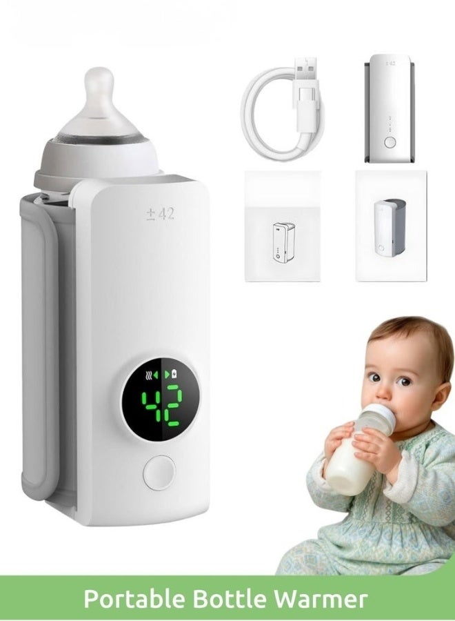 سخان زجاجات محمول للأطفال للسفر – تسخين سريع مع 6 إعدادات ذكية للحرارة من 37°م إلى 55°م، بطارية قابلة لإعادة الشحن 2000mAh مع شحن سريع USB بقوة 18 واط، تقنية تسخين متساوي 360 درجة، شاشة عرض رقمية LED، حزام فيلكرو مقاوم للتسرب، خفيف ومدمج للسفر، الرضاعة الليلية، والاستخدام الخارجي - Image 1